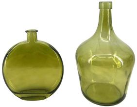 Vase bonbonne en verre Augustine (Lot de 2) (Vert)