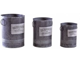 Vase en métal gris Blossom (Lot de 3)