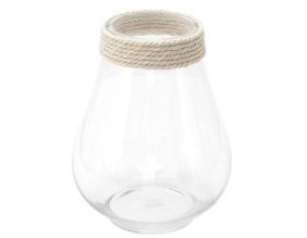 Vase en verre avec cordage 25 cm