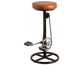 Tabouret vélo vintage en cuir de chèvre