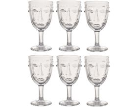 Verre à pied Visage transparent 8 x 16.5 cm (Lot de 6)