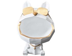 Vide poche chien lunettes dorées origami (Blanc et doré)