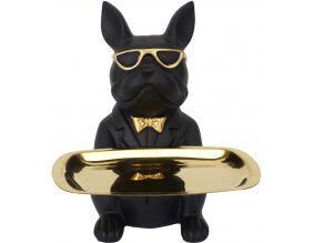 Vide poche déco bouledogue cool assis (Noir et doré)