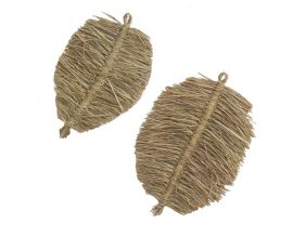 Décorations murales en jute naturel Feuille (lot de 2)