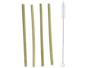 Paille en bamboo avec goupillon par 4