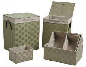 2 paniers à linge + 4 corbeilles en corde (Lot de 6)