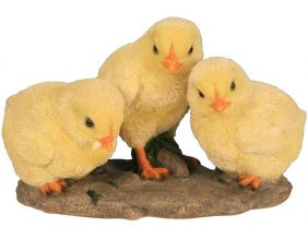 3 poussins résine 19 cm