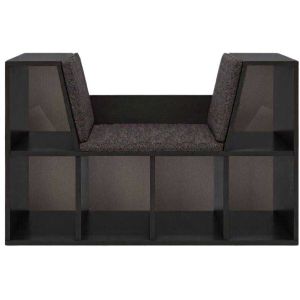 Bibliothèque avec banc en aggloméré Livora (Anthracite)