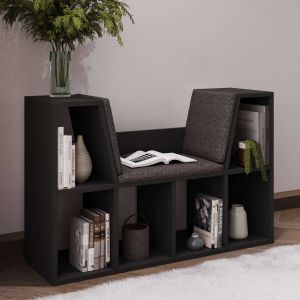 Bibliothèque avec banc en aggloméré Livora (Anthracite)