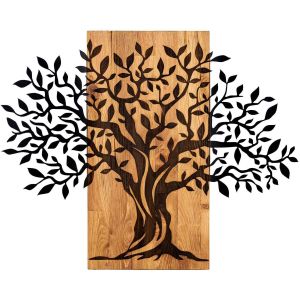 Décoration murale en métal et bois Arbre 72 x 58 cm
