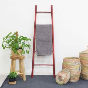Échelle porte serviette en bambou (Rouge)