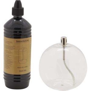 Ensemble lampe à huile en verre Sphere avec huile de paraffine (13 x 14 cm )