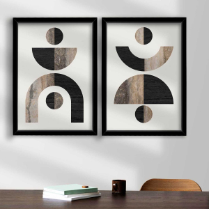 Ensemble de 2 tableaux décoratifs (Abstrait noir et marron)