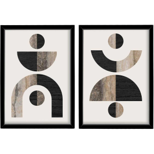 Ensemble de 2 tableaux décoratifs (Abstrait noir et marron)
