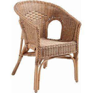 Fauteuil en rotin patiné marron Léa (Sans coussin Sans coussin)