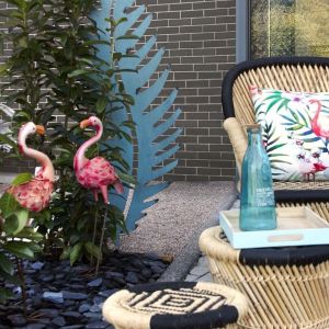 Flamant rose en métal laqué (Lot de 2)
