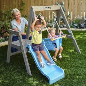 Portique balançoire et toboggan en bois First Play