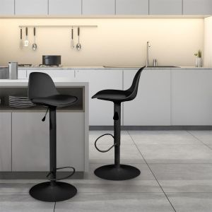 Tabouret de bar assise rembourrée Isak (Noir)