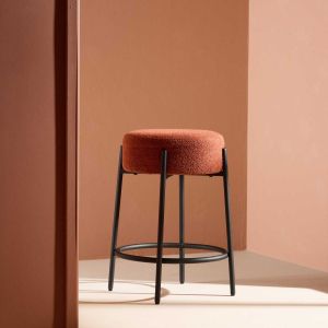 Tabouret de bar en métal et tissu bouclette Tucson