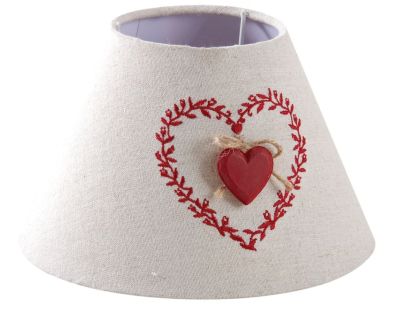 Abat-jour en coton et lin coeur rouge