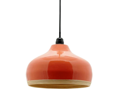 Abat-jour luminaire en bambou laqué (Orange)