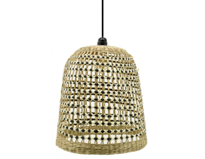 Abat-jour à suspendre en jonc naturel ajouré