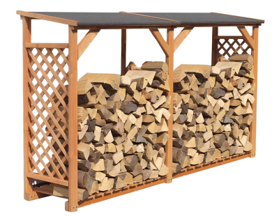 Abri bûches en bois coloris miel (Avec extension)
