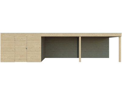 Abri de jardin 300 x 300 cm Qube (Abri avec extension 593 x 300 cm et plancher)