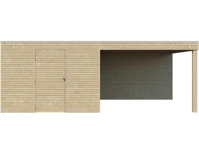 Abri de jardin 300 x 300 cm Qube (Abri avec extension 294 x 300 cm et plancher)