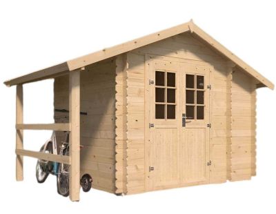 Abri de jardin en épicéa double pente 4.90 m2 avec appentis Vilano