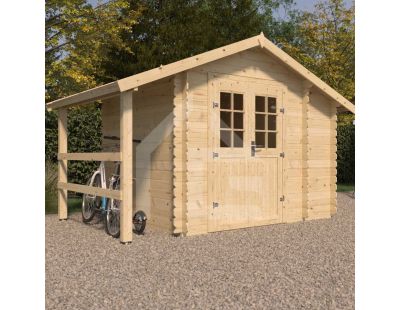 Abri de jardin en épicéa double pente 4.90 m2 avec appentis Vilano