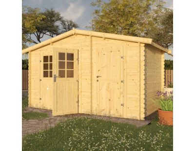 Abri de jardin en épicéa 2 espaces double pente 7.30 m2 Aster