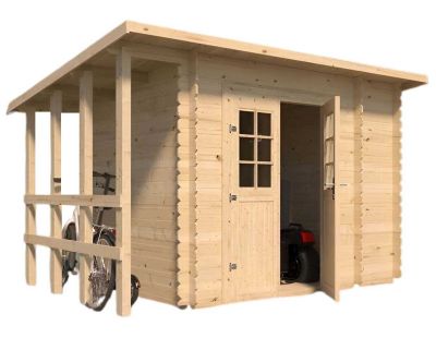 Abri de jardin en épicéa mono pente 4.90 m2 avec appentis Vilano