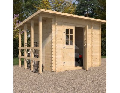 Abri de jardin en épicéa mono pente 4.90 m2 avec appentis Vilano