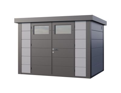 Abri de jardin moderne en acier porte double 7,1 m² Eleganto 3024 (Gris clair, Anthracite)