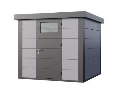 Abri de jardin moderne en acier porte simple 5,7 m² Eleganto 2424 (Gris clair, Anthracite)