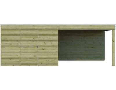 Abri de jardin traité 300 x 210 cm Qube (Abri avec extension 294 x 210 cm)