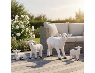 Agneau blanc en résine (Debout - 35 x 13,5 x 31 cm)