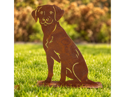 Animal de compagnie décoratif en métal rouillé (Chien assis)