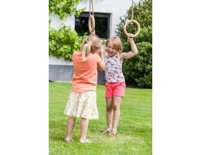 Anneaux de gym bois avec cordes chanvre (Lot de 2)