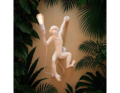 Applique murale en polyrésine Monkey 32 x 32 x 64 cm (Blanc)