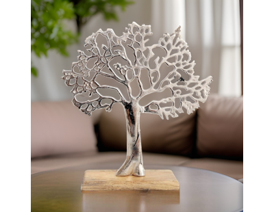Arbre décoratif en aluminium et bois de manguier Arbre de vie (Taille 2)