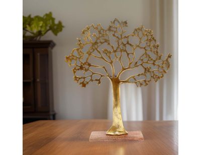 Arbre décoratif en aluminium doré et bois de manguier Arbre de vie (Taille 3)
