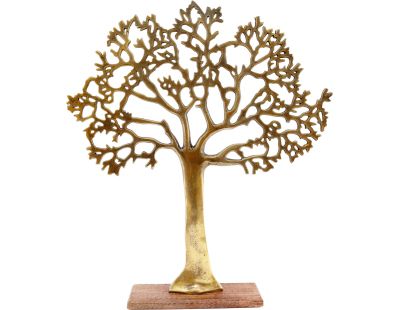 Arbre décoratif en aluminium doré et bois de manguier Arbre de vie (Taille 3)