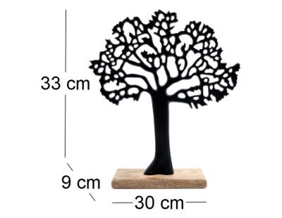 Arbre décoratif en aluminium noir et bois de manguier Arbre de vie