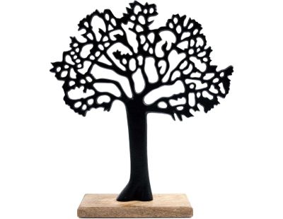 Arbre décoratif en aluminium noir et bois de manguier Arbre de vie