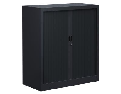 Armoire de bureau portes à rideaux 2 étagères (Anthracite)