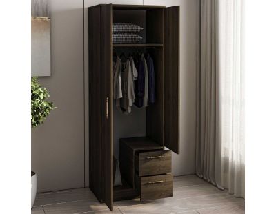 Armoire 2 portes, 2 tiroirs Merlin (Noyer)