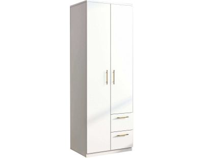 Armoire 2 portes, 2 tiroirs Merlin (Blanc)