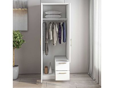 Armoire 2 portes, 2 tiroirs Merlin (Blanc)